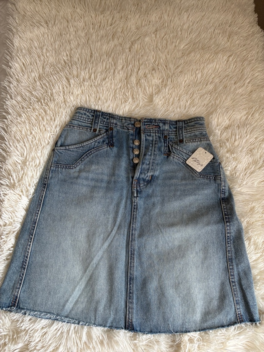 We The Free - Free People Denim Skirt with Button Front
